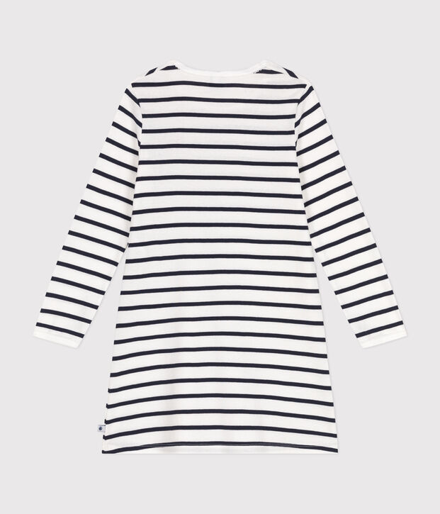 Camicia da notte in cotone a righe bambino bianco/blu