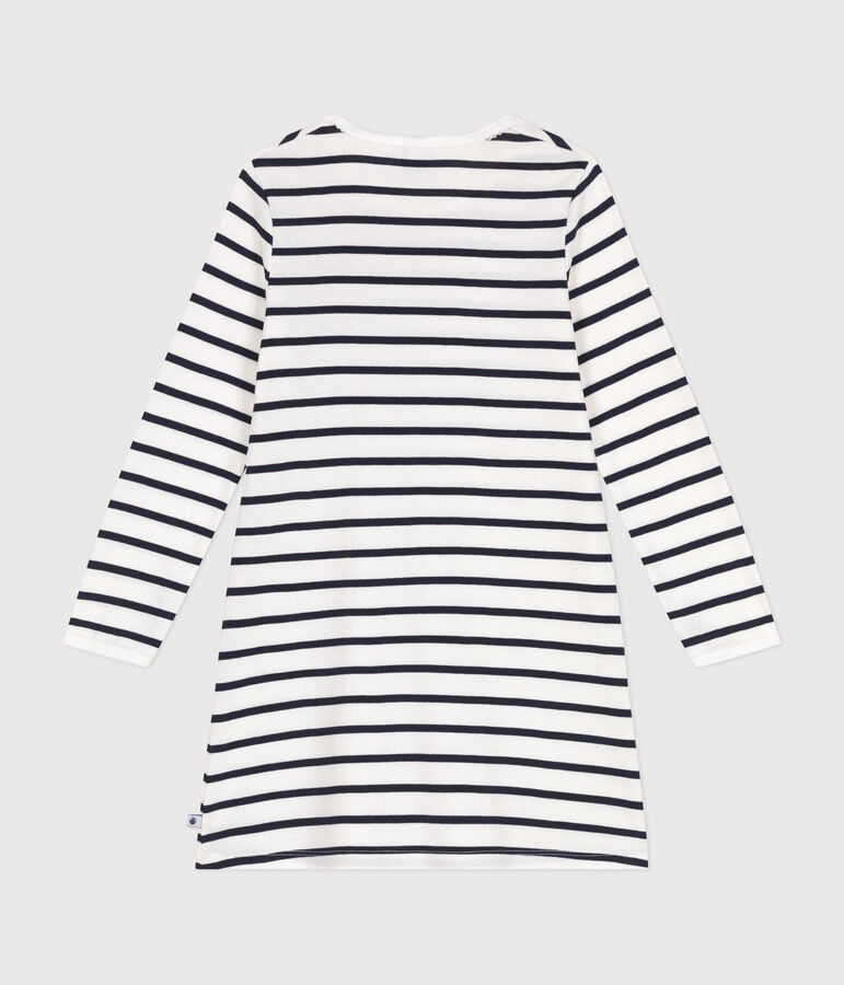 Camicia da notte in cotone a righe bambino bianco/blu