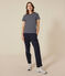 T-shirt LE DROIT girocollo in cotone Donna blu SMOKING/bianco MARSHMALLOW