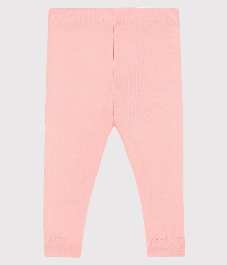 Leggings beb&egrave; femmina a costine 1x1 in tinta unita rosa CHEEK