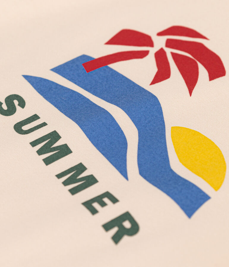 T-shirt stampata in jersey bambino ecru/giallo