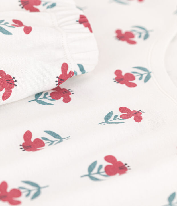 Pigiama donna corto in cotone a fiori bianco/multicolore