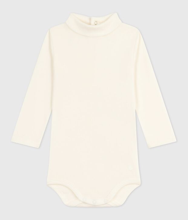 Body a dolcevita in cotone tinta unita neonato MILK
