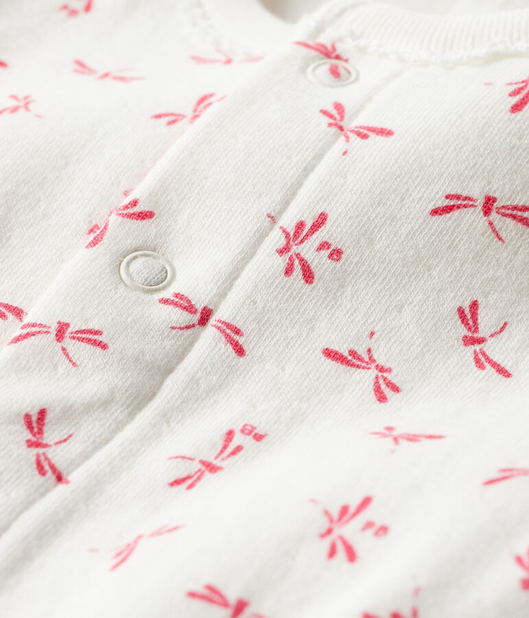 Bodyjama beb&egrave; femmina in tubique bianco MARSHMALLOW/rosa GROSEILLER