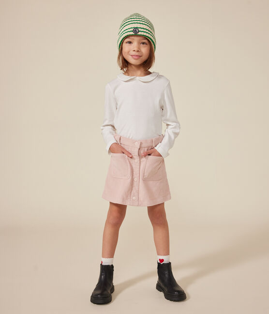 T-shirt maniche lunghe in cotone bambina bianco MARSHMALLOW