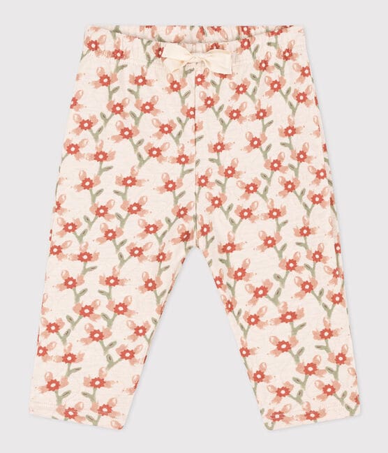 Pantaloni in tubique trapuntato con stampa per bebè bianco AVALANCHE/ MULTICO