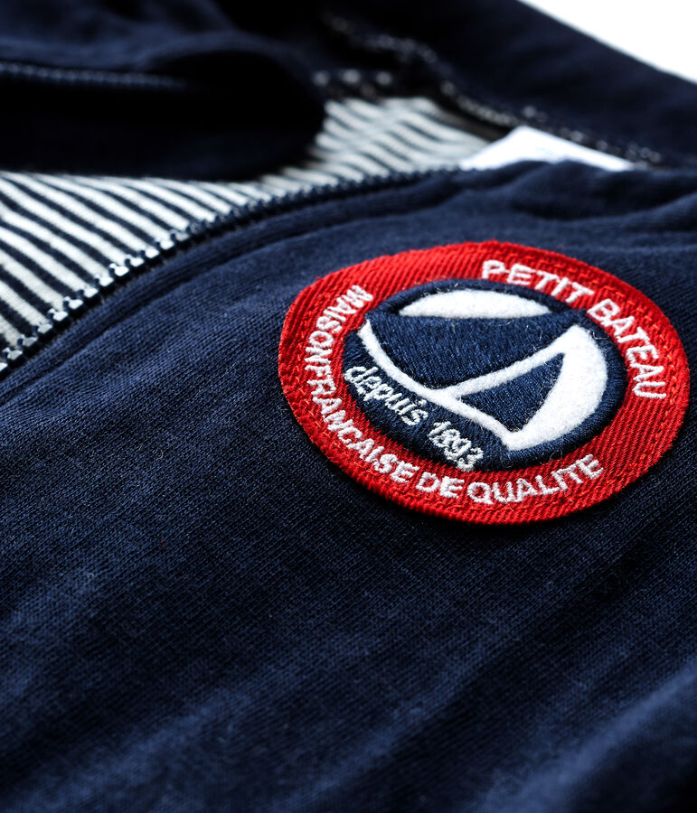 Cardigan zippato beb&egrave; maschio in tubique blu/bianco