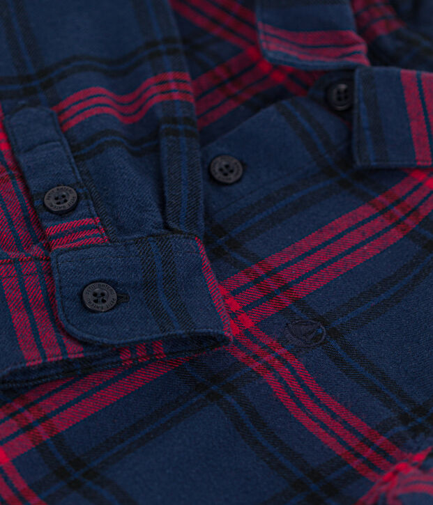 Camicia a quadri in flanella di cotone bambino blu/multicolore