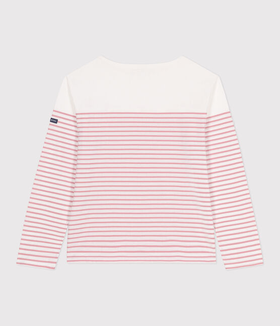 Marinière a maniche lunghe in cotone donna bianco MARSHMALLOW/rosa CHARME