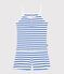 Pigiama corto in cotone a righe con spalline sottili donna bianco MARSHMALLOW/blu PERSE