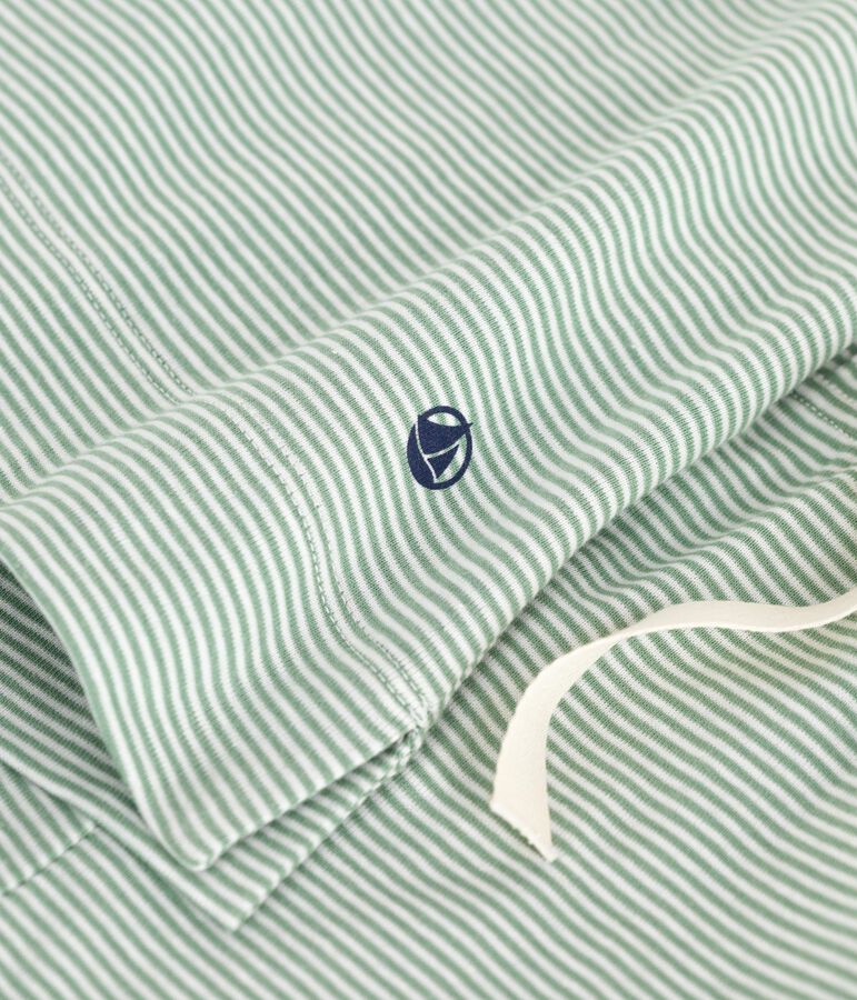 Pigiama corto donna in cotone a righe verde/bianco