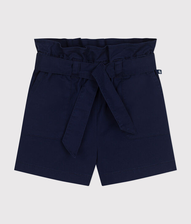 Shorts in tela di cotone bambina blu