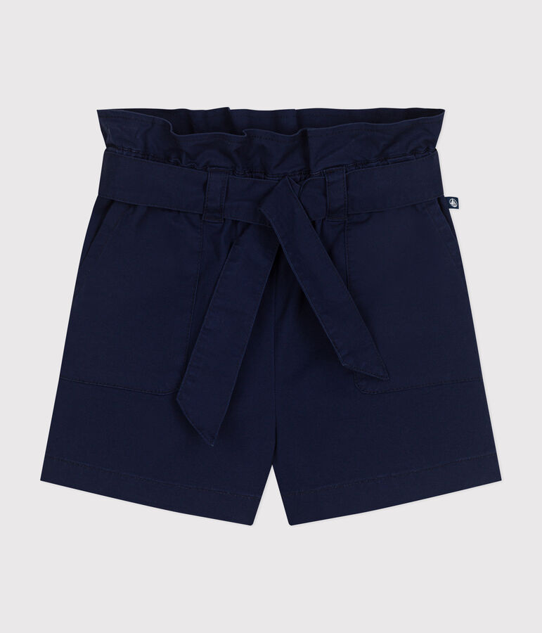 Shorts in tela di cotone bambina blu MEDIEVAL