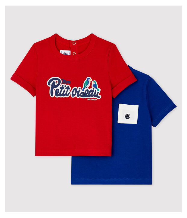 Confezione da 2 t-shirt a costine beb&egrave; maschio multicolore