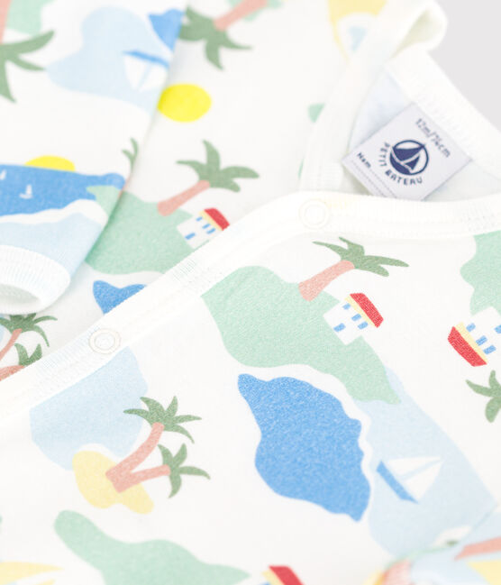 Pigiama senza piedini in cotone stampato neonato bianco MARSHMALLOW/bianco MULTICO