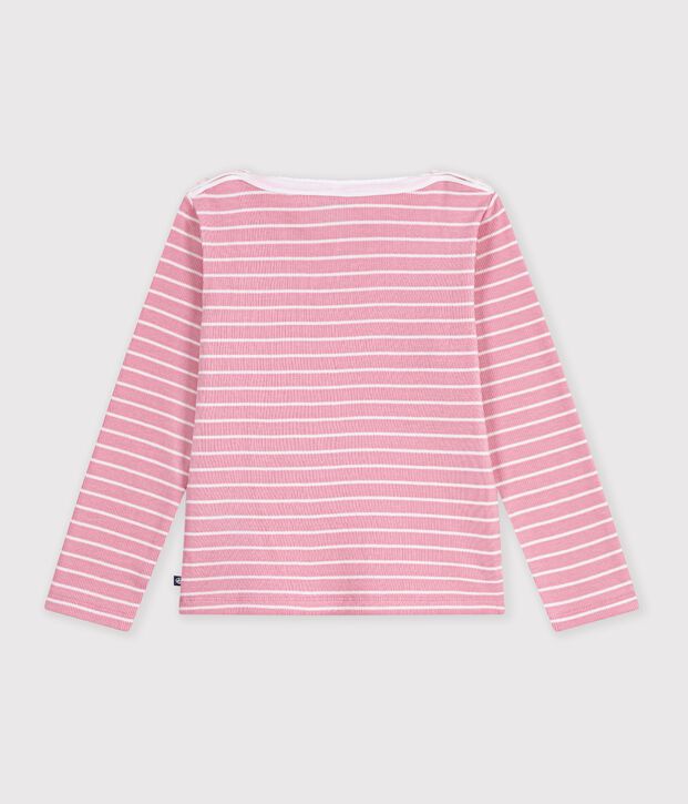 Marini&egrave;re in cotone bambino rosa/bianco