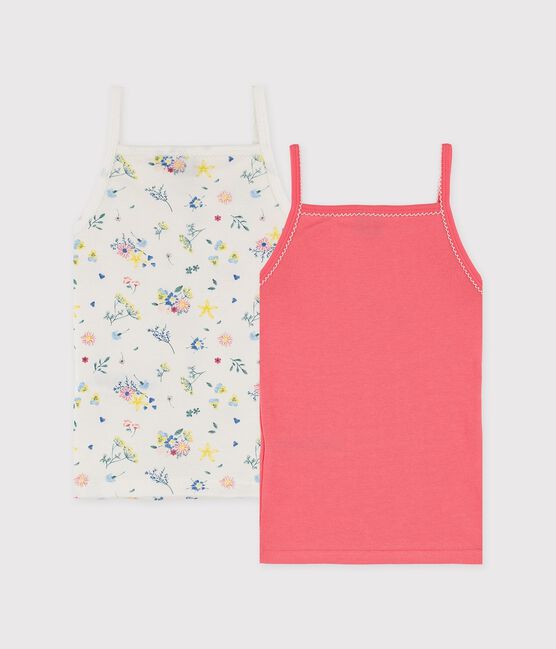 Confezione da 2 canottiere con spalline per bambina con fantasia a fiori variante 1