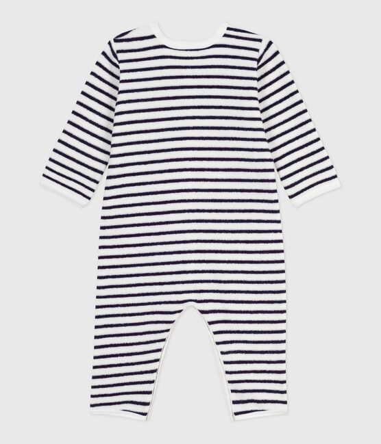 Pigiama senza piedini in cotone con stampa a righe neonato blu MILK/ SOIR