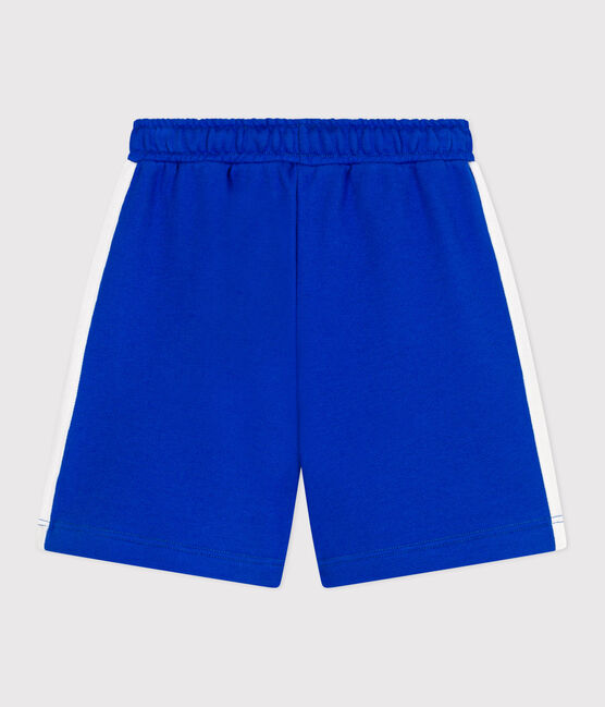 Bermuda corti in cotone tinta unita bambino blu PERSE