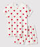 Pigiama corto bambina in cotone motivo cuore bianco MARSHMALLOW/rosso TERKUIT