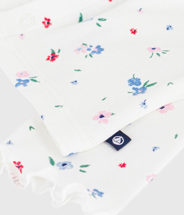 Cardigan in cotone con stampa a fiori neonata bianco/multicolore