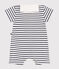 Tutina corta in cotone a righe con collo alla marinara neonato bianco MARSHMALLOW/blu SMOKING