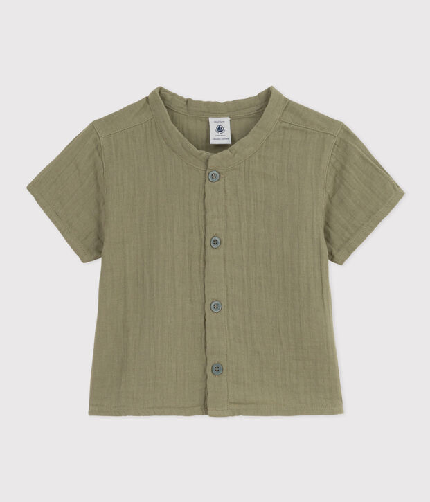 Camicia a manica corta beb&egrave; in garza di cotone verde
