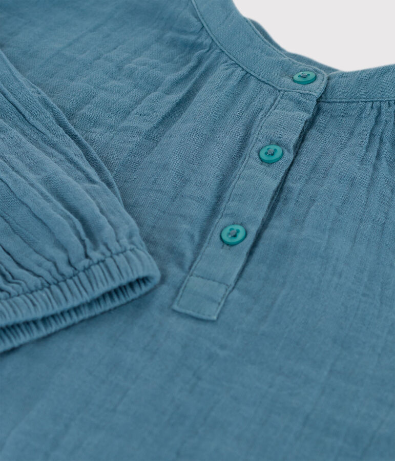 Blusa in garza di cotone bambina blu