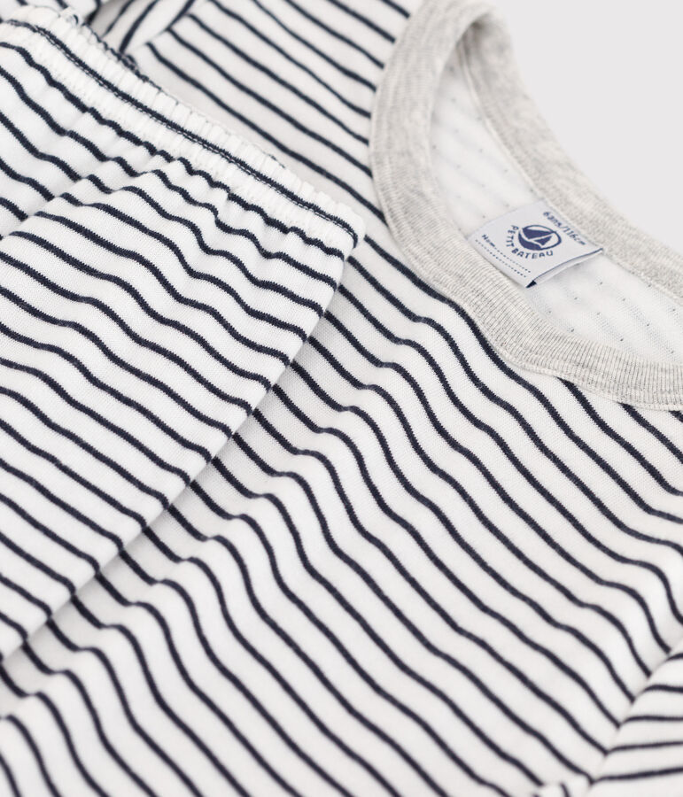 Pigiama bambino unisex in tubique a righe bianco/blu