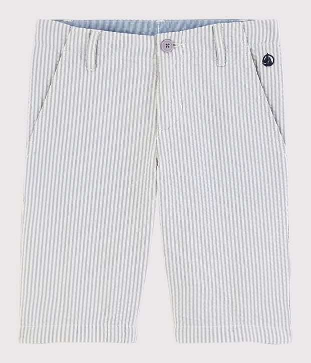 Bermuda in seersucker bambino grigio/bianco
