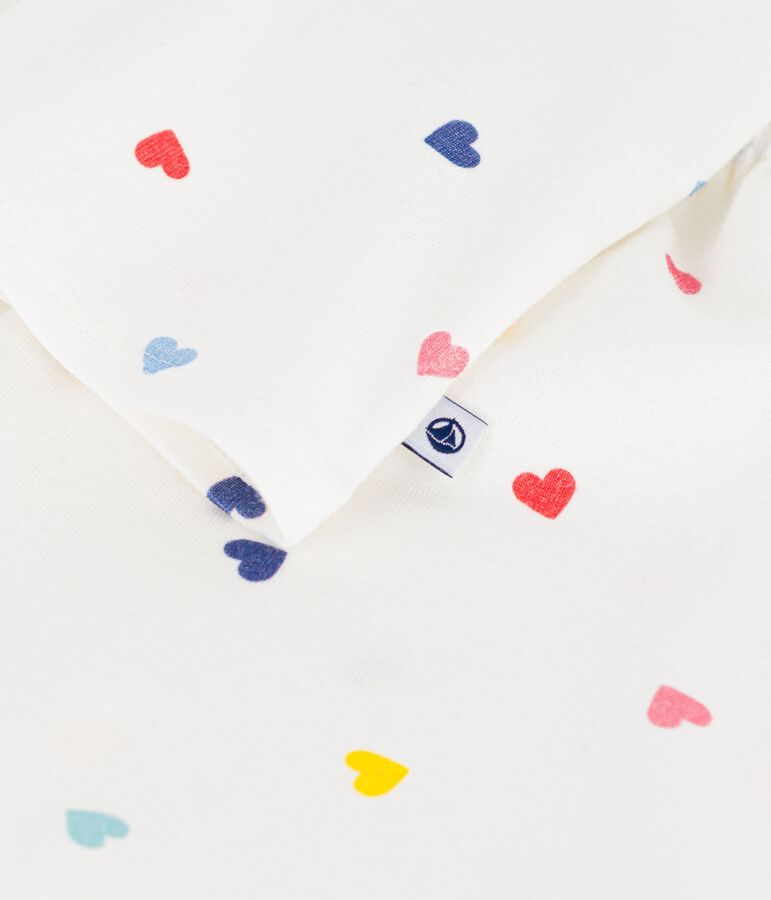 Pigiama corto con spalline in cotone con stampa a cuori bambina bianco/multicolore