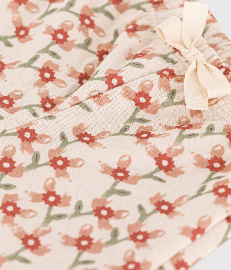 Pantaloni in tubique trapuntato con stampa per beb&egrave; ecru/multicolore