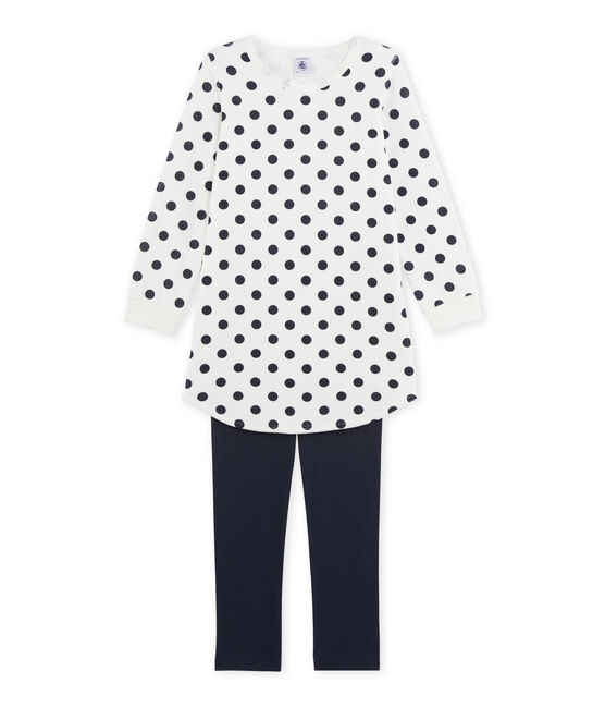 Camicia da notte per bambina in ciniglia blu SMOKING/bianco LAIT/ SMOKING