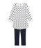 Camicia da notte per bambina in ciniglia blu SMOKING/bianco LAIT/ SMOKING