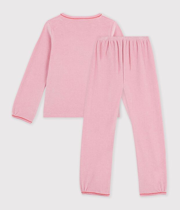 Pigiama in ciniglia con motivo a cuori bambina rosa