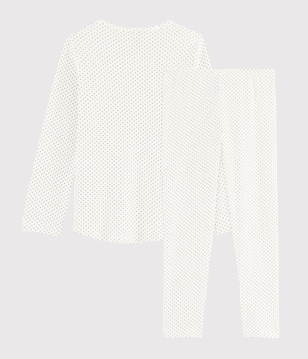 Pigiama a pois bambina a costine bianco/blu