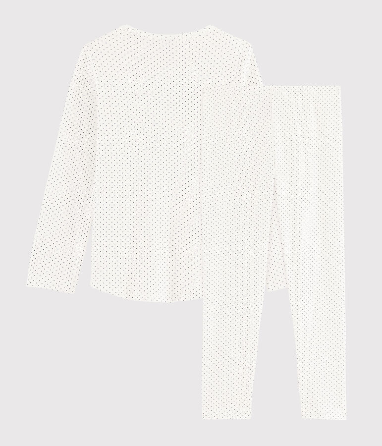 Pigiama a pois bambina a costine bianco/blu