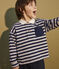 Polo bambino a maniche lunghe a righe in cotone blu MEDIEVAL/ FUMEE