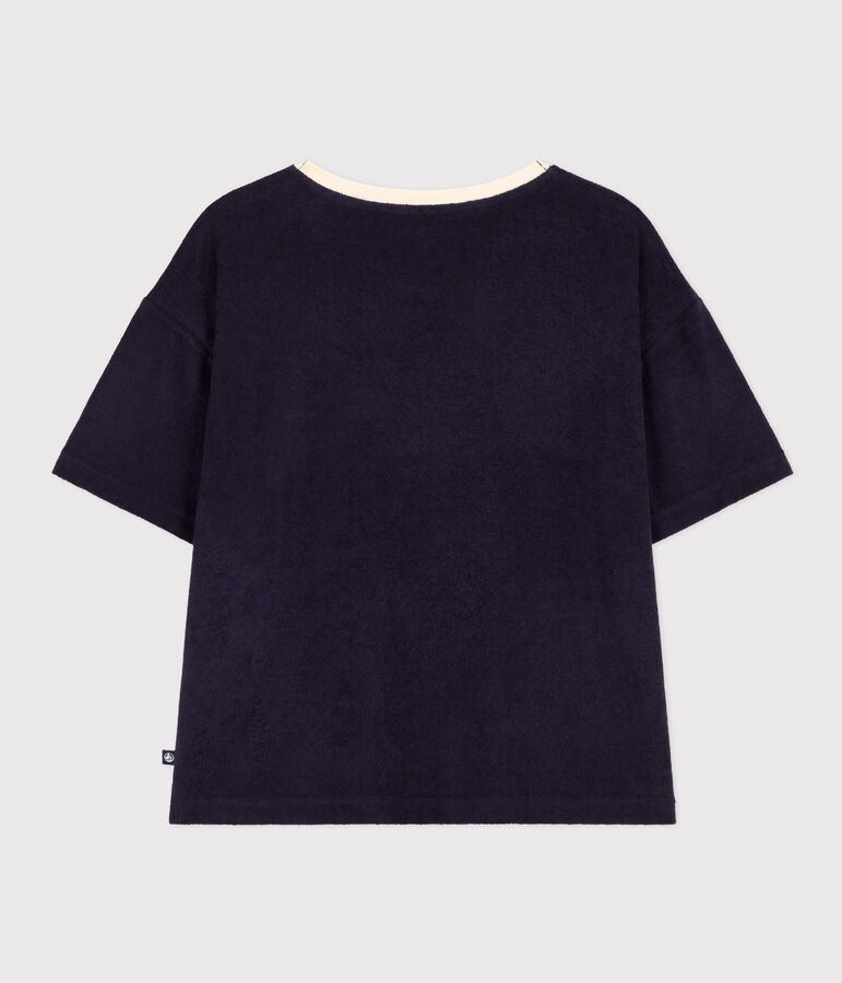 T-shirt LE BOXY in spugna di cotone donna blu