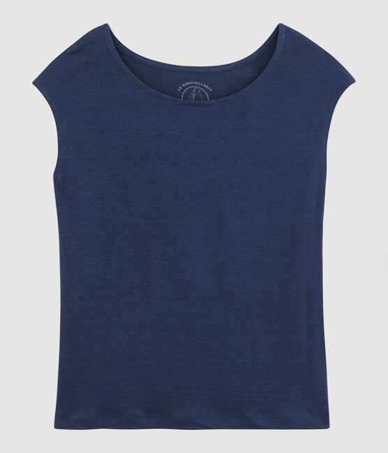 T-shirt in lino tinta unita Donna blu MEDIEVAL