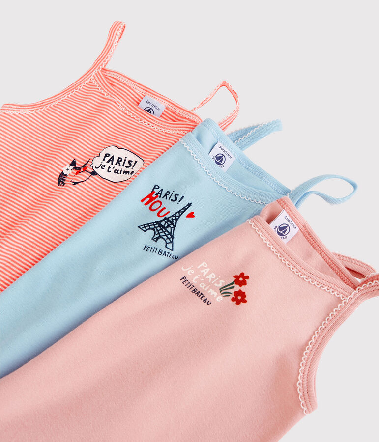 Confezione da 3 canottiere con spalline bambina in cotone multicolore