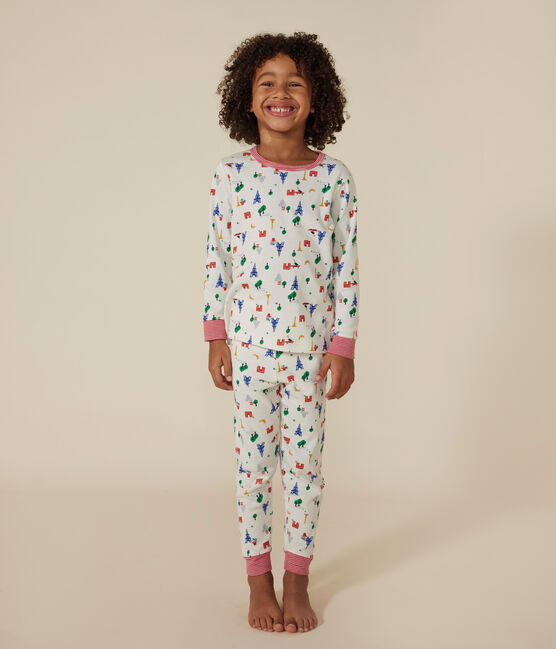 Pigiama bambino fantasia Parigi in cotone bianco MARSHMALLOW/blu MEDIEVAL/ MULTICO