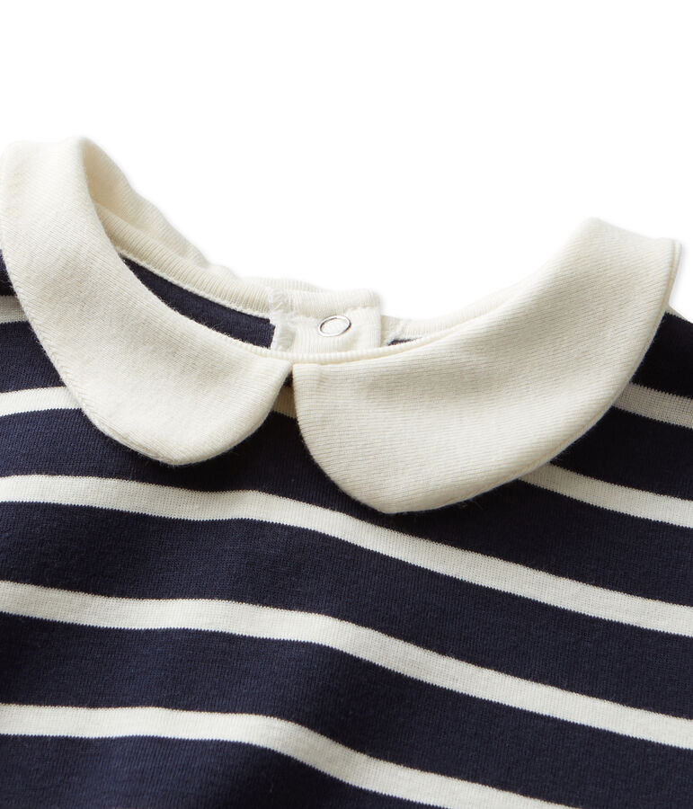 T-shirt fille manches longues ray&eacute; blu SMOKING/beige COQUILLE