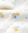Tutina pigiama in ciniglia di cotone biologico con collo stampato a fiori. bianco MARSHMALLOW/bianco MULTICO