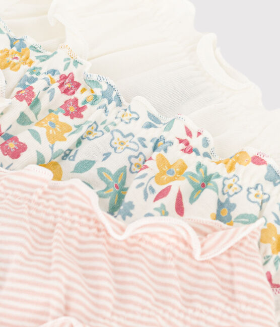Confezione da 3 slip bambina in cotone a fiori variante 1