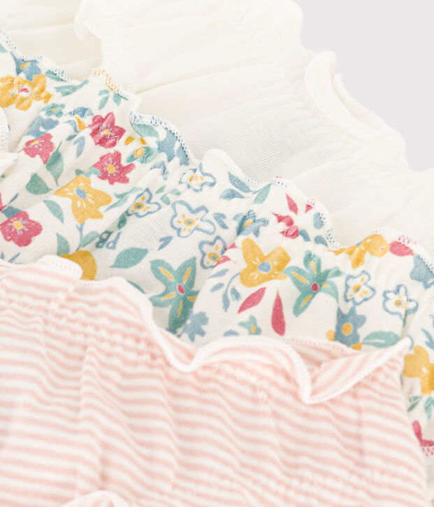 Confezione da 3 slip bambina in cotone a fiori multicolore