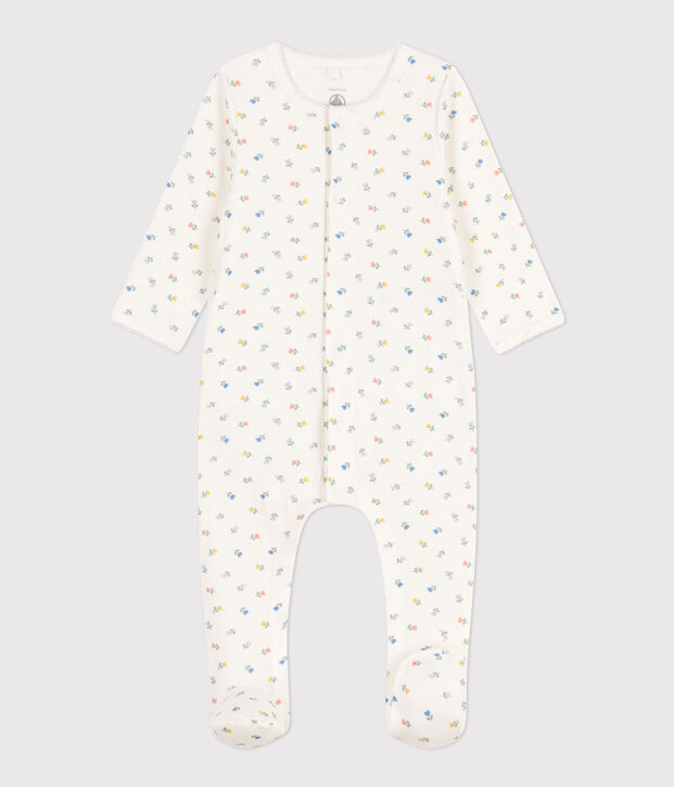 Bodyjama fiori in cotone bianco/multicolore