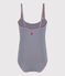 Costume da bagno intero a righe bambina blu MEDIEVAL/bianco MARSHMALLOW