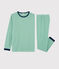 Pigiama millerighe unisex a costine verde PRADO/bianco MARSHMALLOW