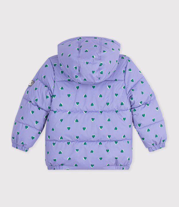 Piumino con stampa a cuori bambina viola/multicolore